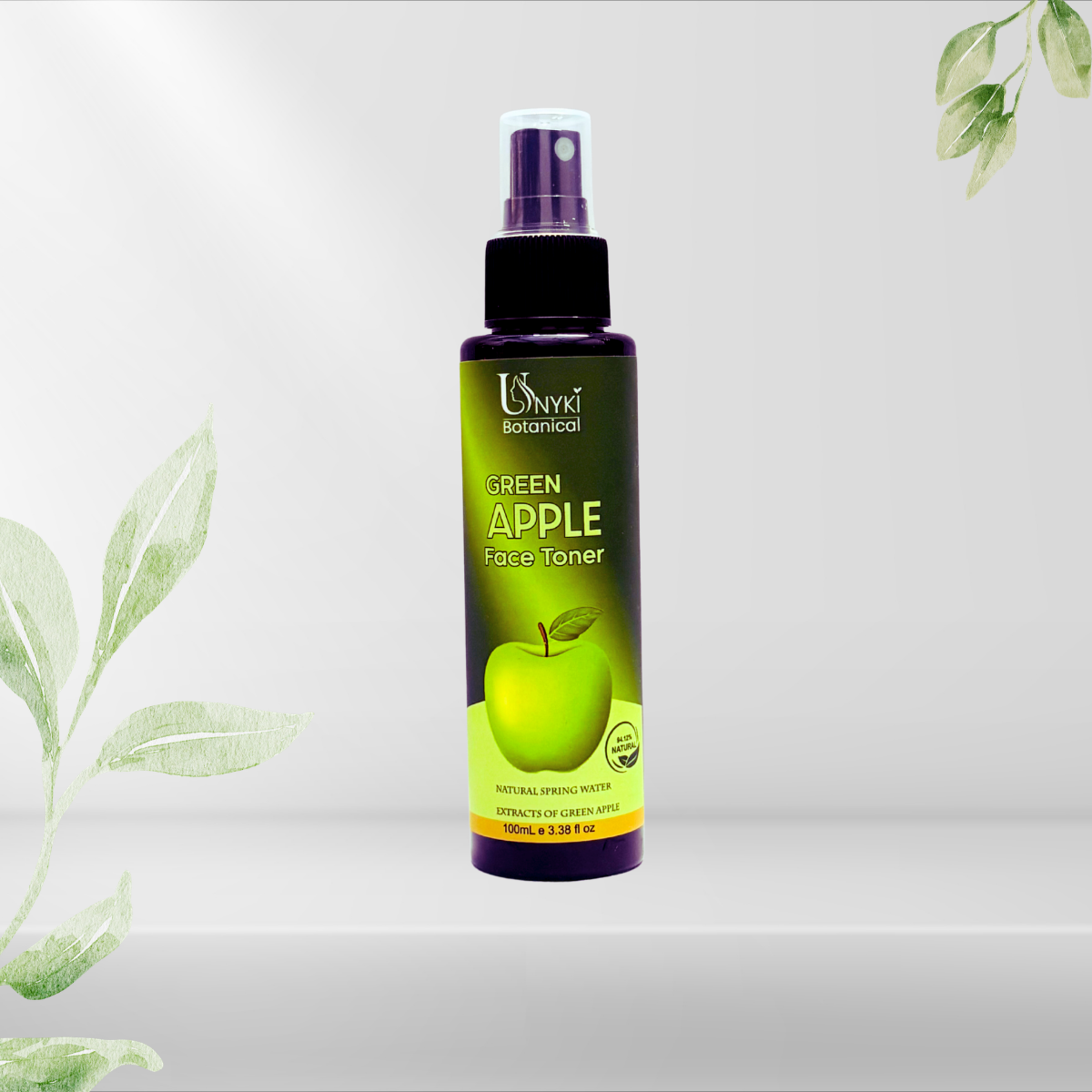Unyki Botanical Green Apple Face Toner – Natural Hydrating & Pore Tightening Mist (100ml)